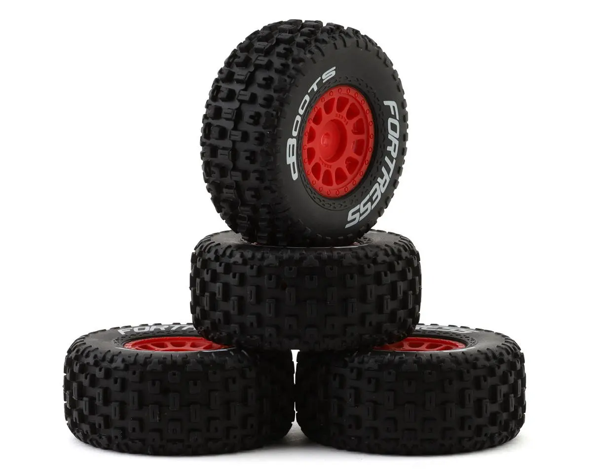 Arrma Dboots 'Fortress' 1/18 Pre-Mounted Off-Road Tire Set (Red) (4) 1