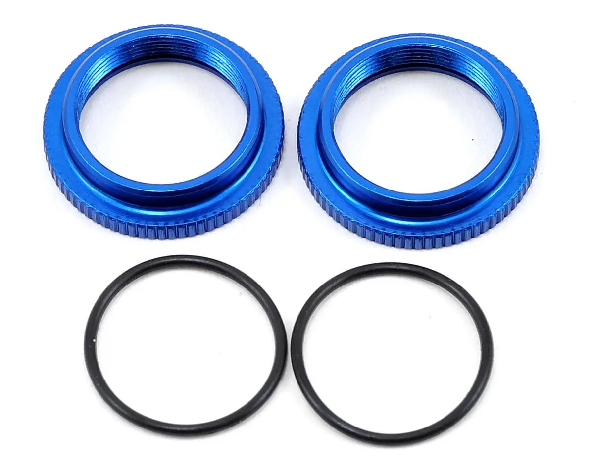 Team Associated 12Mm Big Bore Threaded Collar (Blue) (2) 1