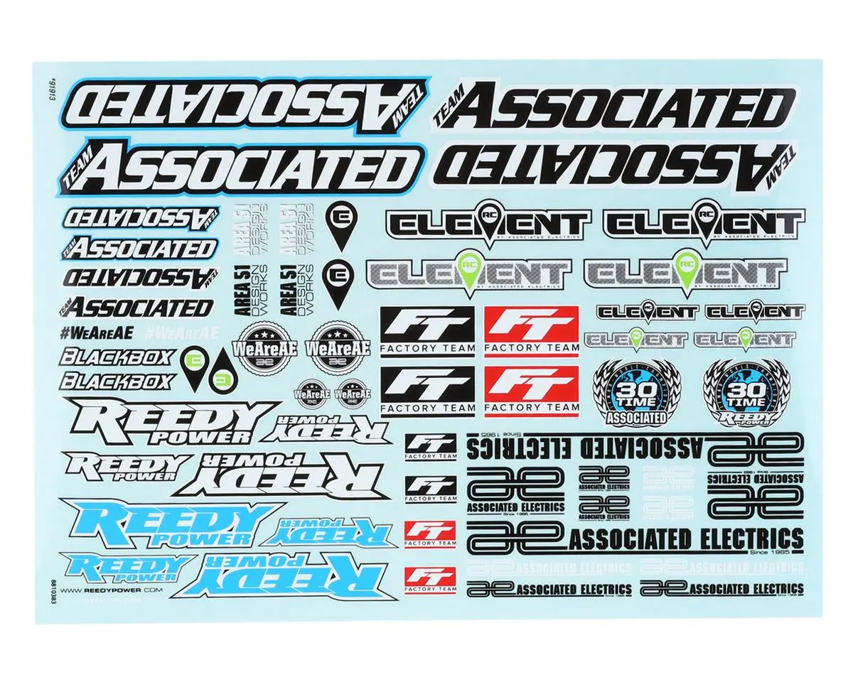 Team Associated Ae Branding Decal Sheet 1