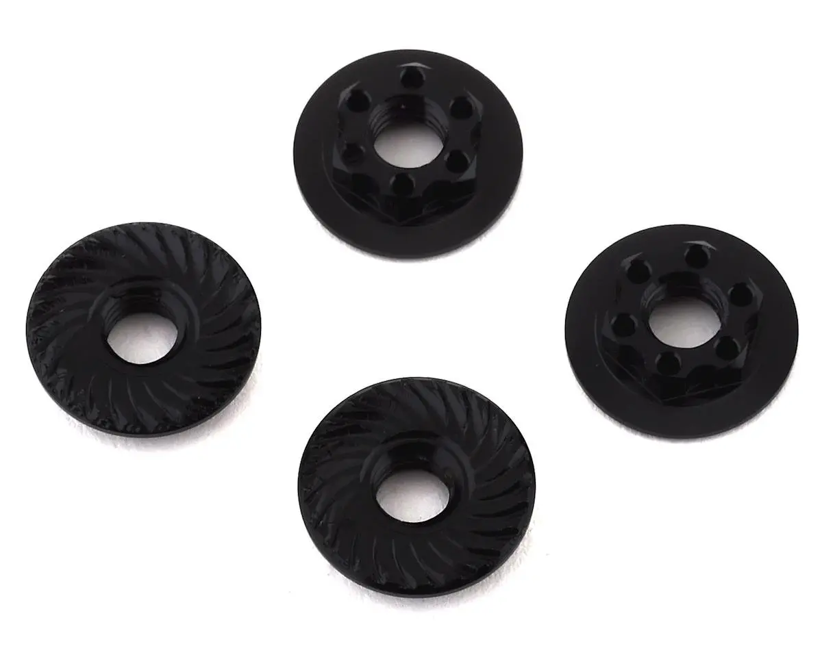 Team Associated Factory Team 4Mm Low Profile Serrated Wheel Nuts (Black) (4) 1