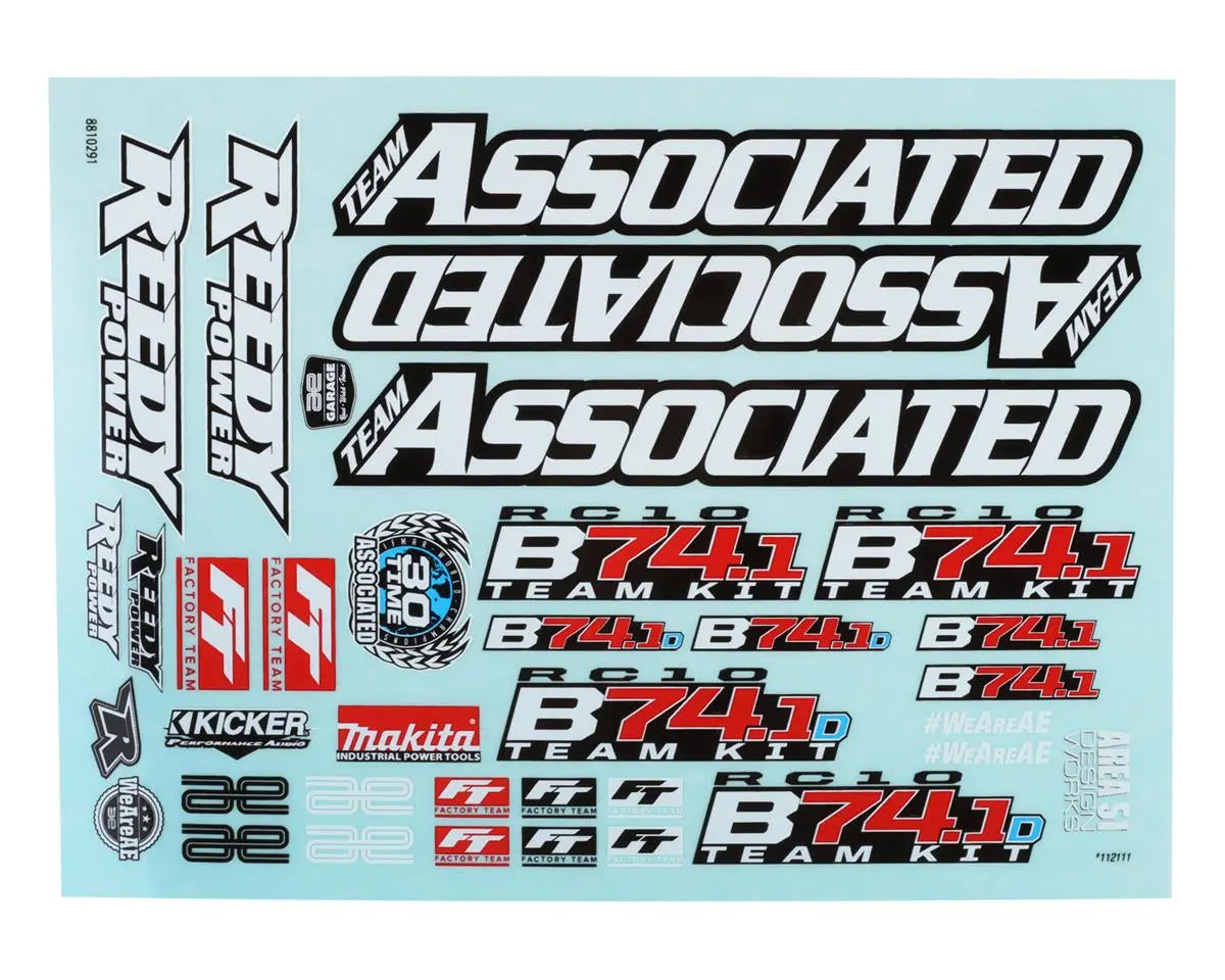 Team Associated Rc10 B74.1/B74.1D Decal Sheet 1