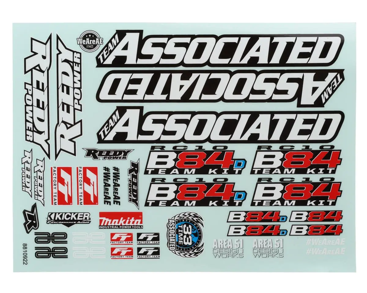 Team Associated Rc10b84 Decal Sheet 1