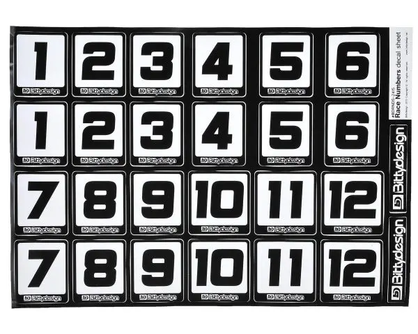 Bittydesign Race Number Decal Sheet (34X24cm) 1