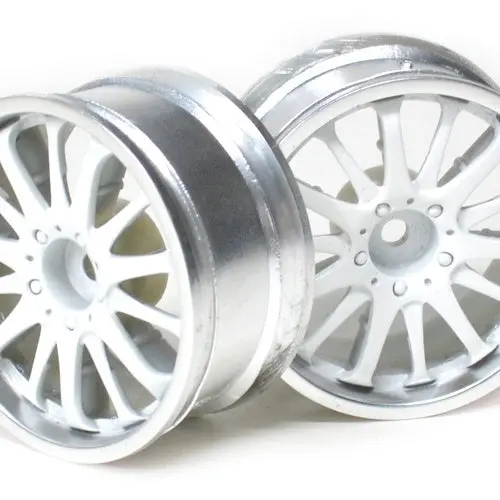 Boom Racing 14-Spoke Wheel Set (2Pcs) Chrome For 1/10 Rc Car 26Mm White 1