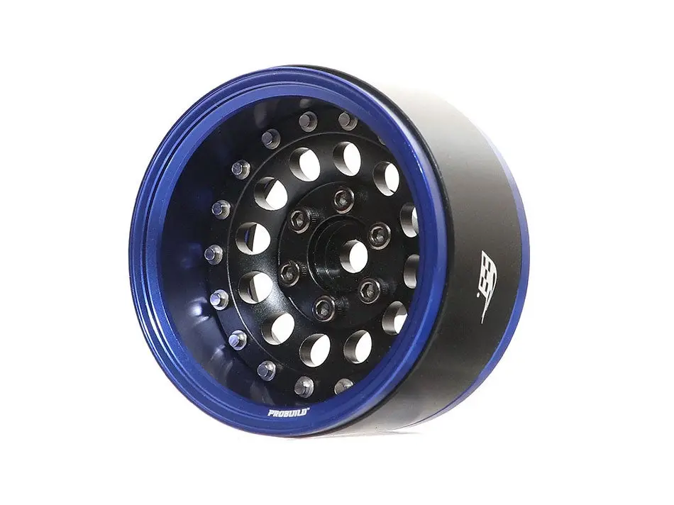 Boom Racing Probuild™ 1.9" R12 Adjustable Offset Aluminum Beadlock Wheels (2) Blue/Matte Black 1