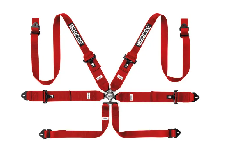 Sparco - 3 To 2 In, 6 Pnt Hans Steel Safety Harness - (Red) 1