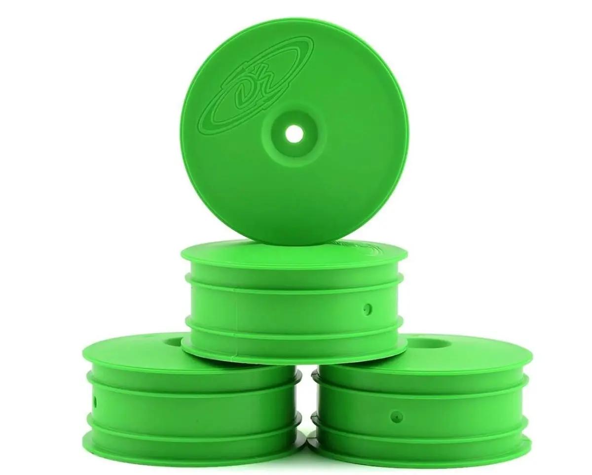 De Racing Speedline Buggy Wheels For Tlr 22-4 / Tekno Eb410 / Front / Green (4 Pcs) 1