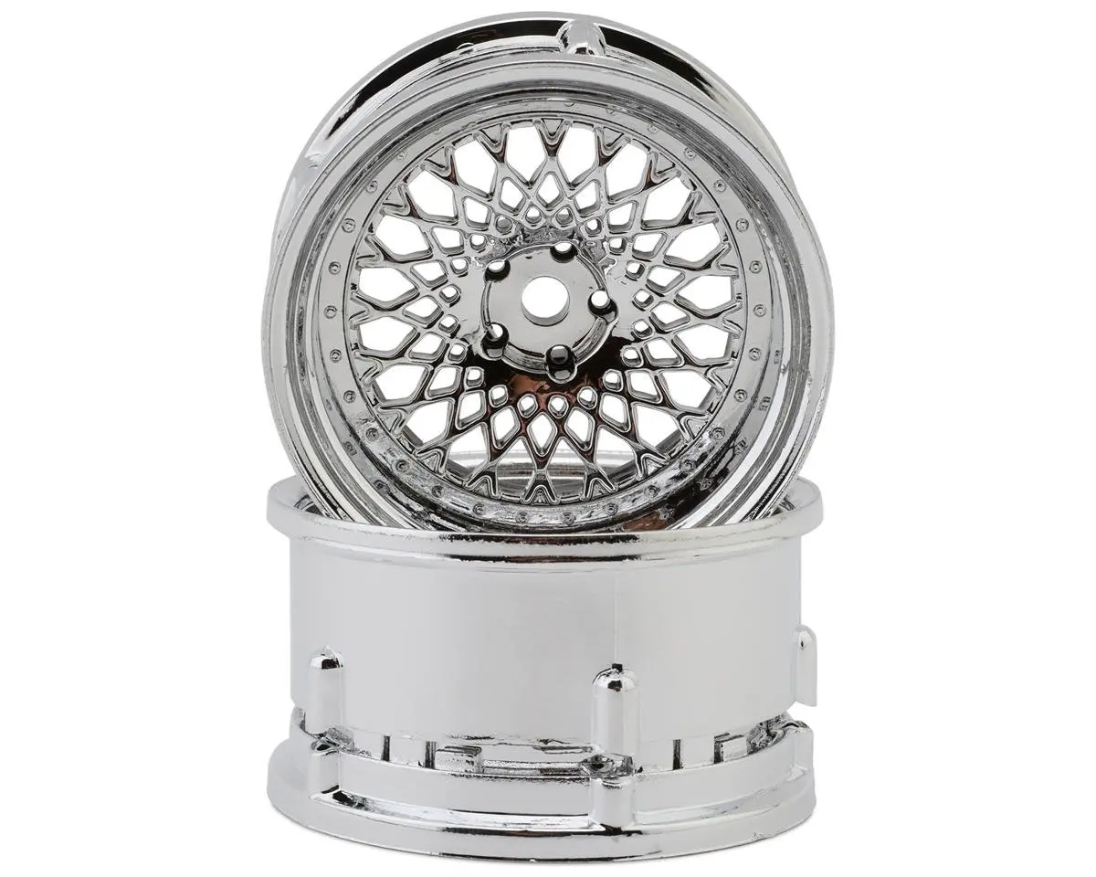 Ds Racing Element Mesh Drift Wheels (Tri Chrome) (Adjustable Offset) (2) W/12Mm Hex 1