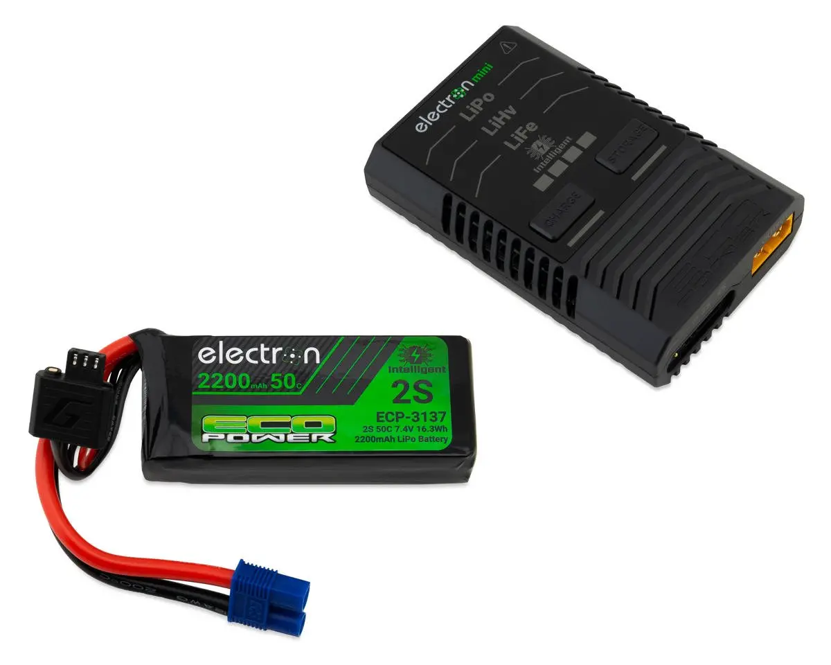 Ecopower Intelligent 2S 2200Mah Ec3 Lipo Battery/"Electron Mini" Charger Bundle (Scx10 Series & Other 1/10) 1