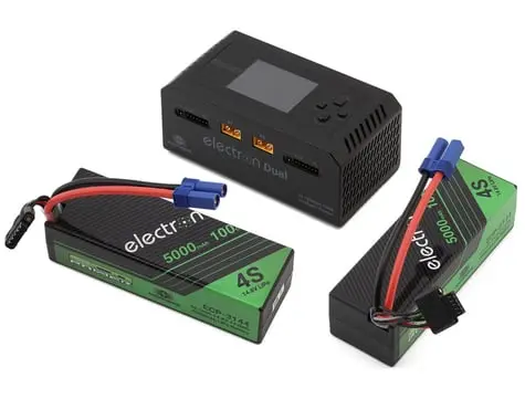 Ecopower Intelligent 2X4s 5000Mah Ec5 Lipo Batteries/"Electron Dual" Charger Bundle (14.8V/100C) (Ac-300W) (Dc-350W X2) 1