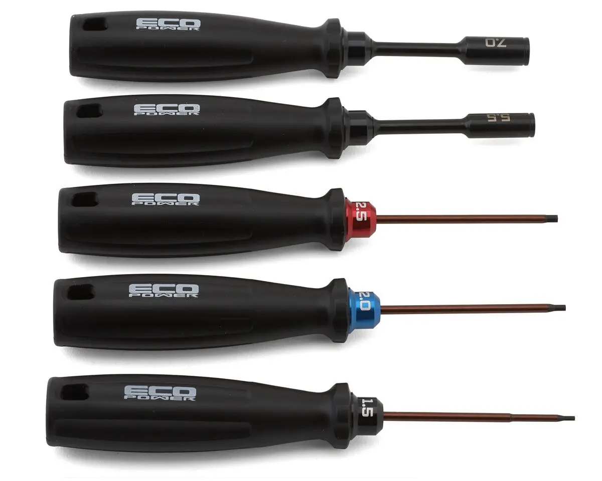 Ecopower 5-Piece Rc Essential Tool Set (1.5/2.0/2.5Mm Hex Drivers) (5.5/7Mm Nut Drivers) 1