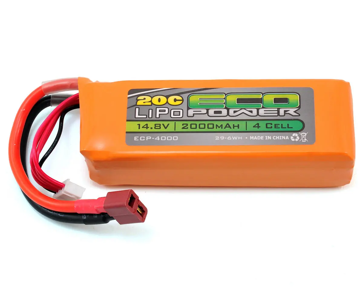 Ecopower "Electron" 4S Lipo 20C Battery Pack (14.8V/2000Mah) (Starter Box) (W/T-Style Connector) 1
