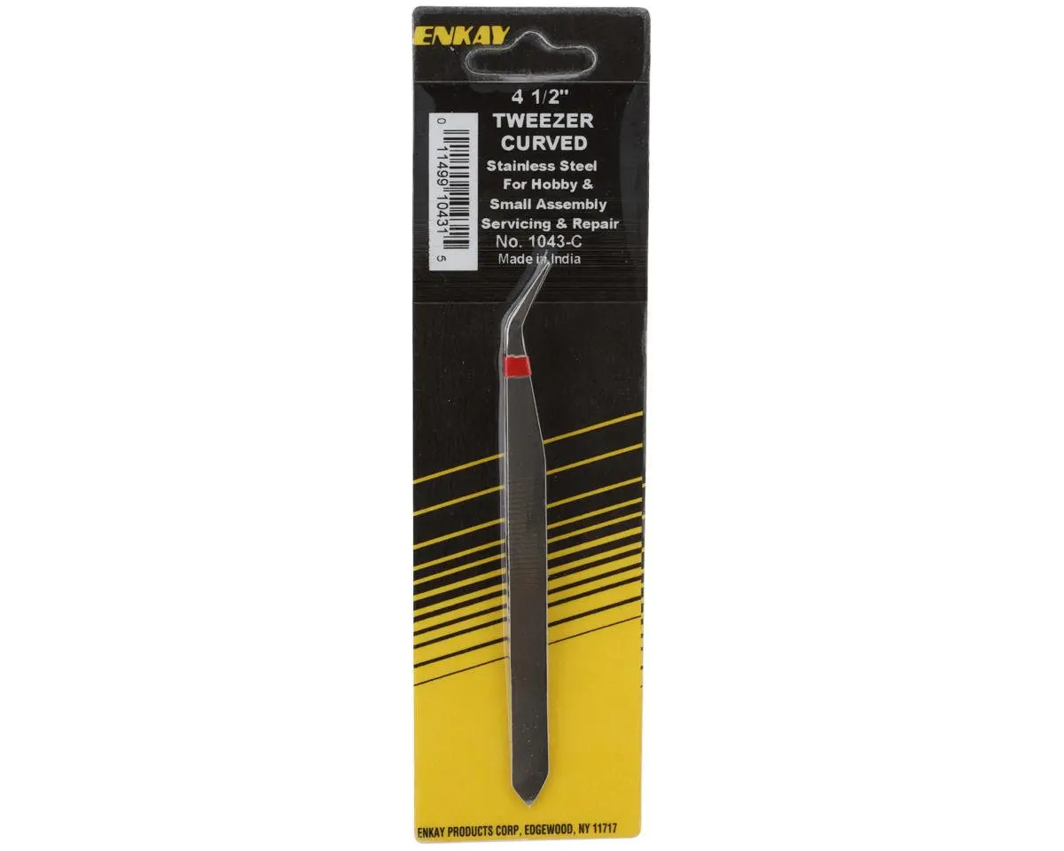 Enkay 4.5" Curved Stainless Steel Tweezers 1