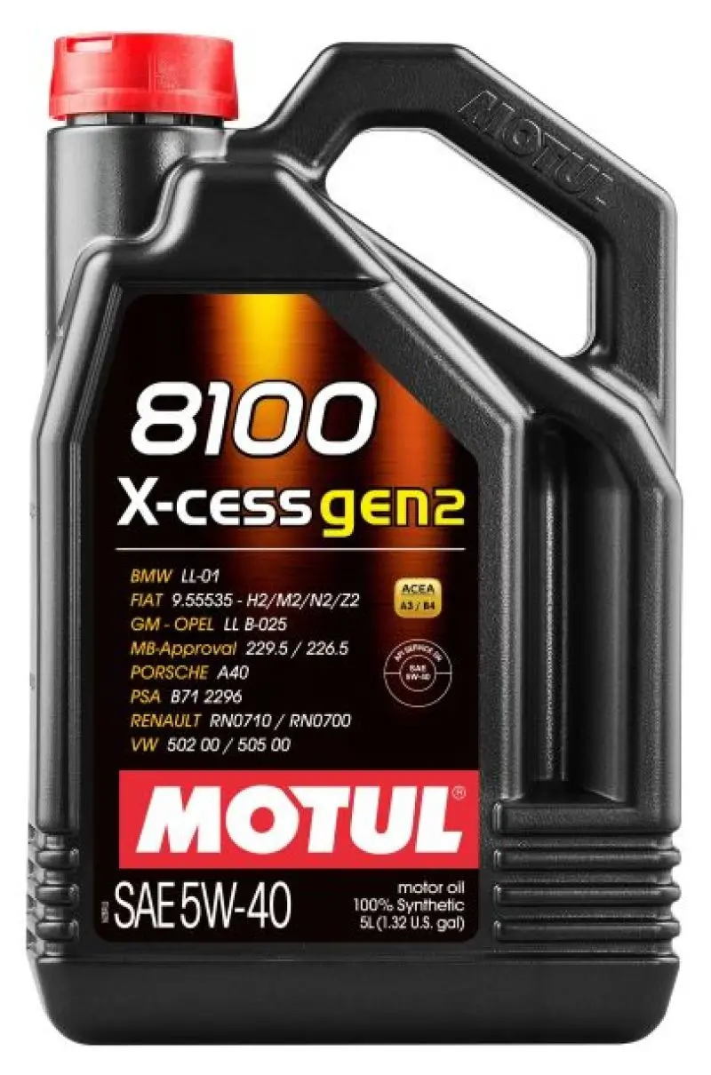 Motul 5L Synthetic Engine Oil 8100 5W40 X-Cess Gen 2 1