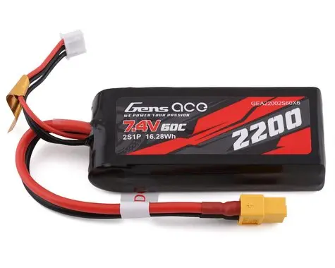 Gens Ace 2S Lipo Battery 60C (7.4V/2200Mah) W/Xt-60 Connector 1