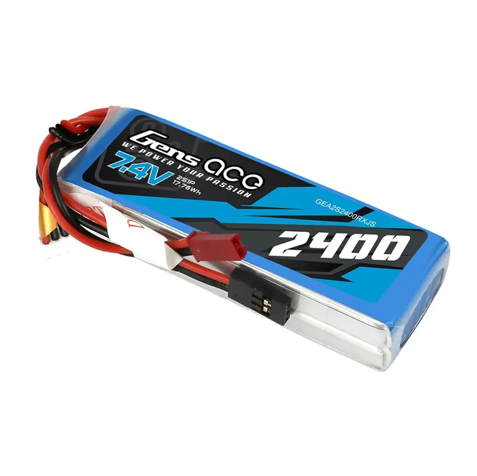 Gens Ace 2400Mah 2S1p 7.4V Receiver Lipo Jst Plug Soft Case 1