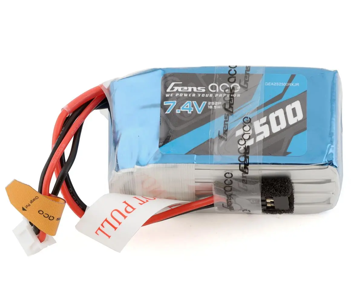 Gens Ace 2S Lipo Receiver Battery (7.4V/2500Mah) W/Jr Connector 1