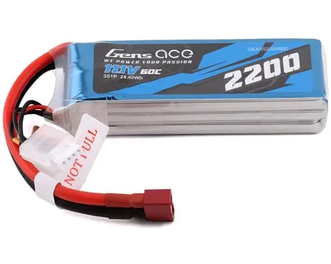Gens Ace 3S Lipo Battery 60C (11.1V/2200Mah) W/T-Style Connector 1