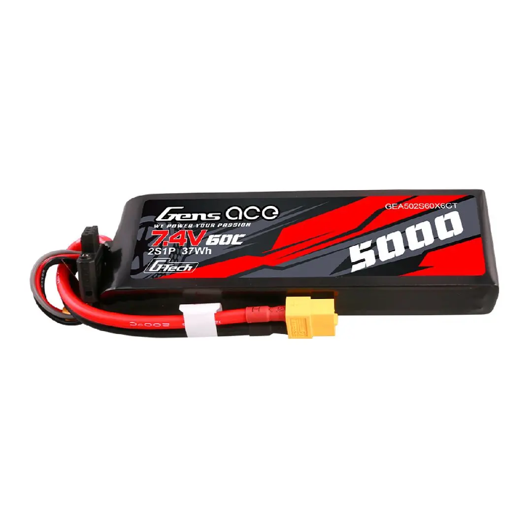 Gens Ace G-Tech 5000Mah 7.4V 60C 2S1p Short-Size Lipo Xt60 Plug 1