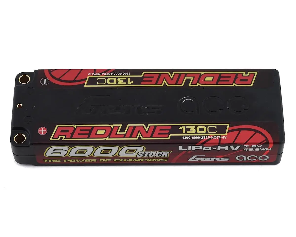 Gens Ace Redline 2S Lihv Lipo Battery 130C W/5Mm Bullets (7.4V/6000Mah) 1