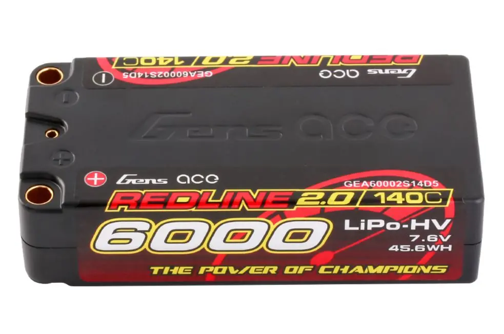 Gens Ace Redline 2.0 6000Mah 2S2p 7.6V 140C Hv Shorty Lipo 1