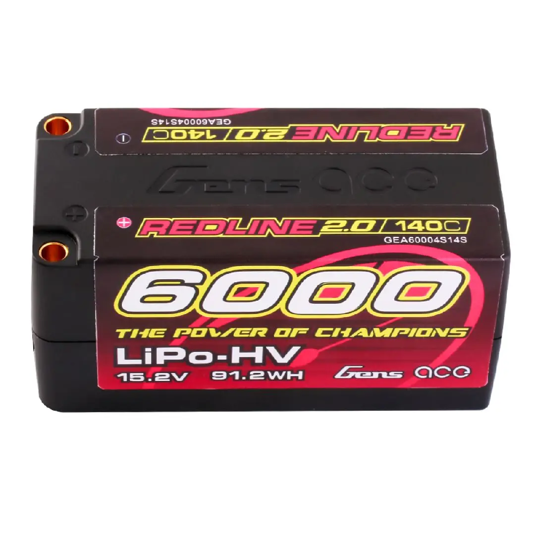 Gens Ace Redline 2.0 6000Mah 4S 15.2V 140C Lipo W/ 5.0Mm Bullet 1
