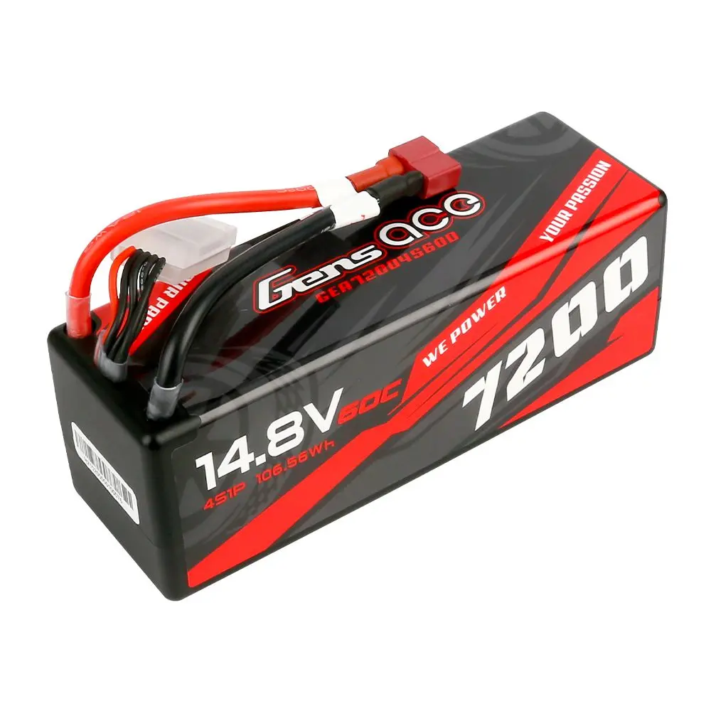 Gens Ace 4S 7200Mah 60C Hard Case Lipo Battery - Deans Plug 1