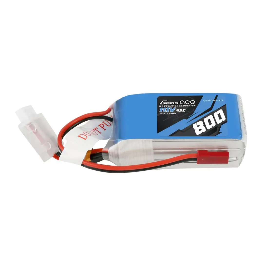Gens Ace 800Mah 3S1p 11.1V 45C Lipo Jst Plug Soft Case 1