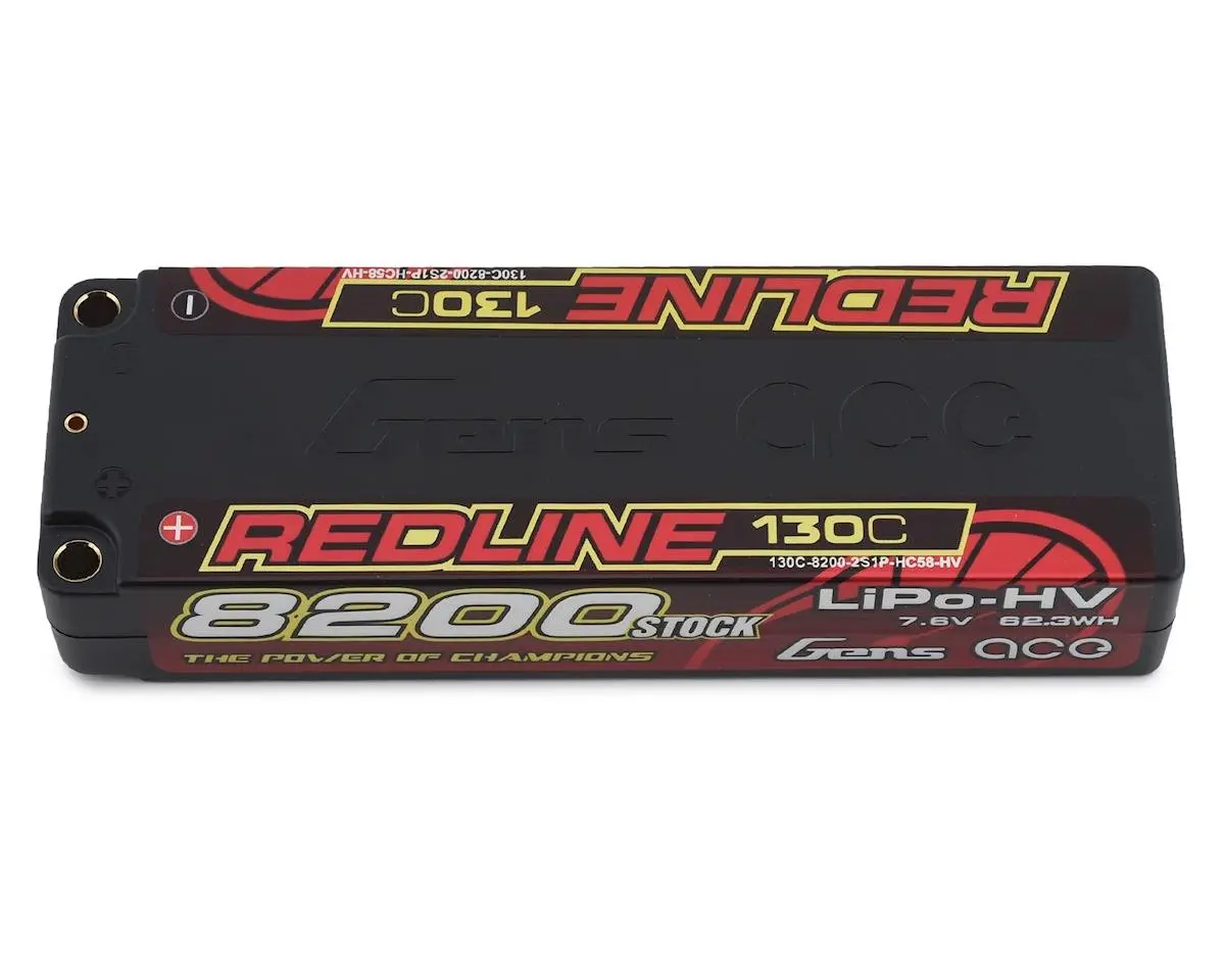 Gens Ace Redline 2S Lihv Lipo Battery 130C W/5Mm Bullets (7.6V/8200Mah) 1