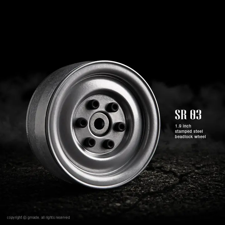 Gmade 1.9 Sr03 Beadlock Wheels (Semigloss Silver) (2) 1