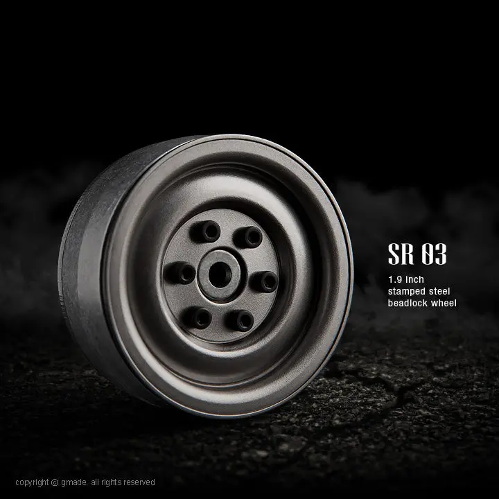 Gmade 1.9 Sr03 Beadlock Wheels (Uncoated Steel) (2) 1