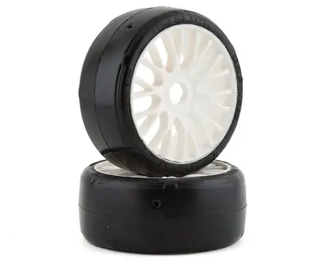Grp Tires Gt - To4 Slick Belted Pre-Mounted 1/8 Buggy Tires (White) (2) (Xm3) W/Flex Wheel 1