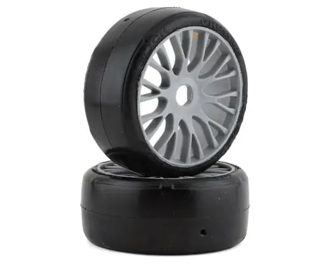 Grp Tires Gt - To4 Slick Belted Pre-Mounted 1/8 Buggy Tires (Silver) (2) (Xm7) W/Flex Wheel 1