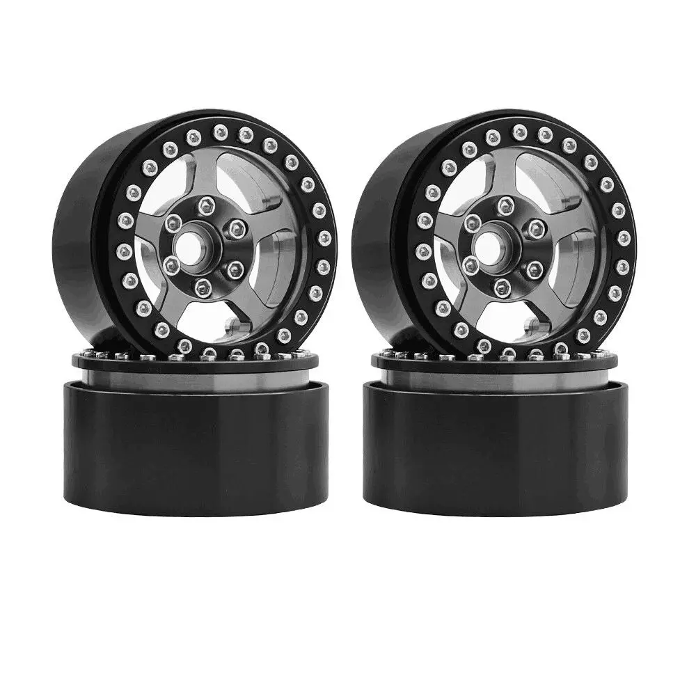 Hobby Details 1.9" Aluminum Wheels - 5 Stars (4)(Black Ti) 1