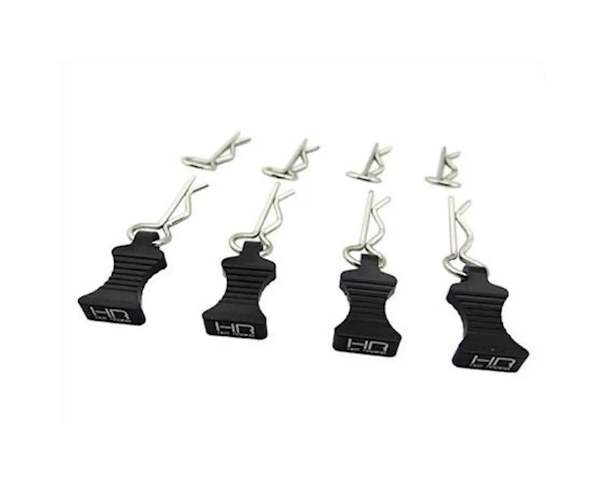 Hot Racing 1/10 Aluminum Ez Pulls W/Body Clips (Black) (4) 1