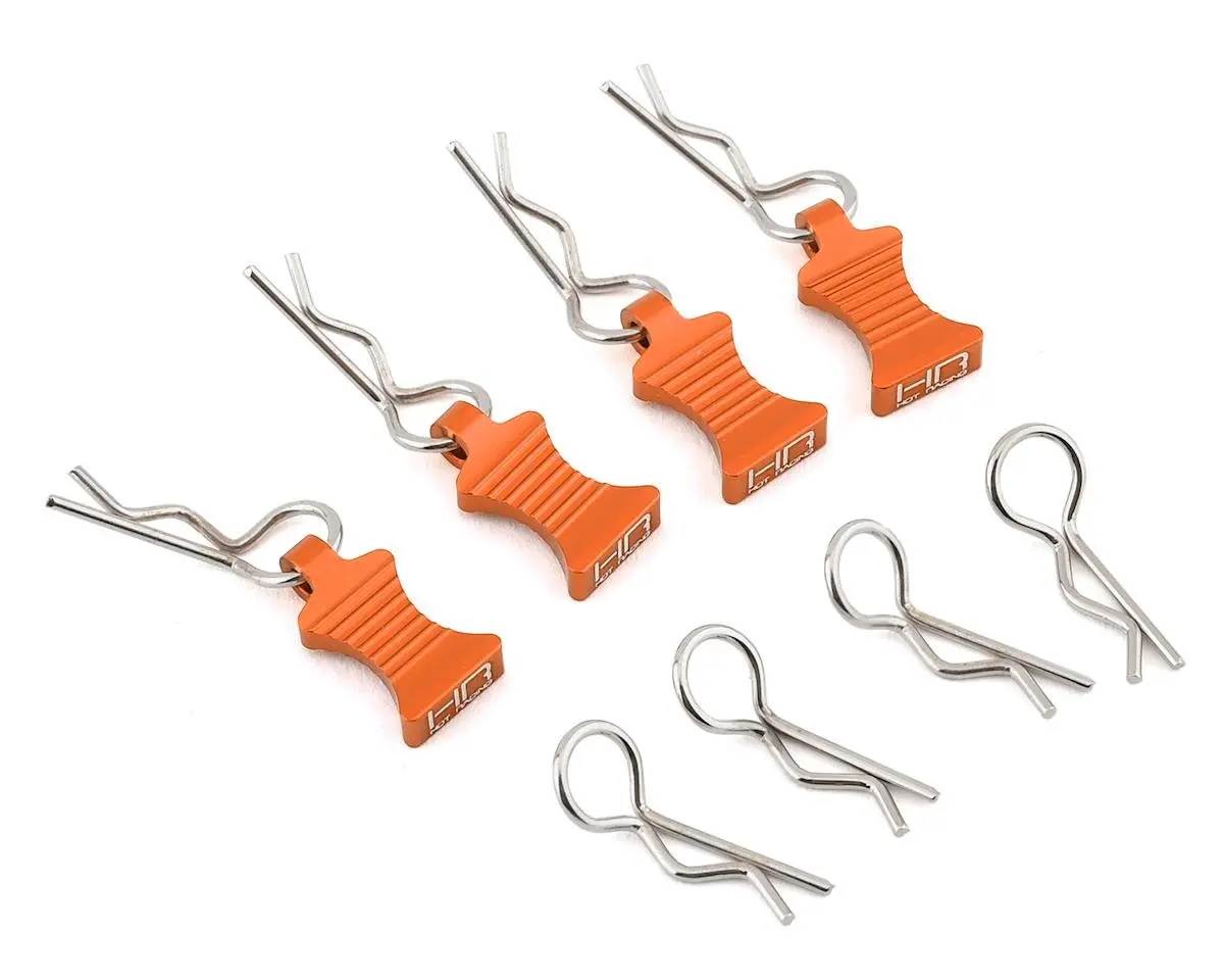 Hot Racing 1/10 Aluminum Ez Pulls W/Body Clips (Orange) (4) 1
