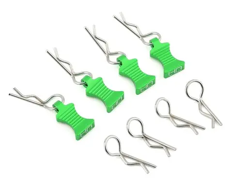 Hot Racing 1/10 Aluminum Ez Pulls W/Body Clips (Green) (4) 1