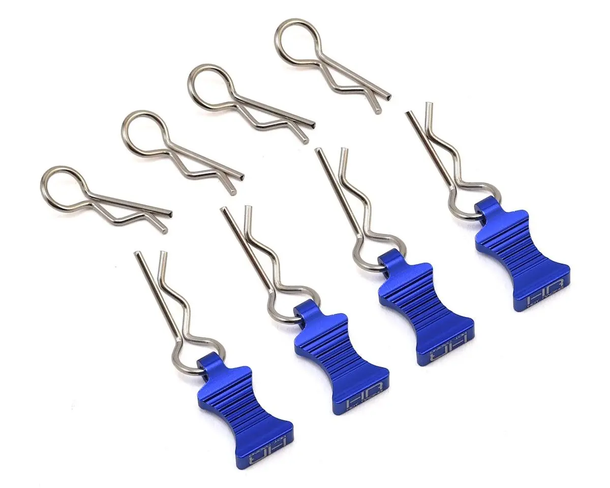 Hot Racing 1/10 Aluminum Ez Pulls W/Body Clips (Blue) (4) 1