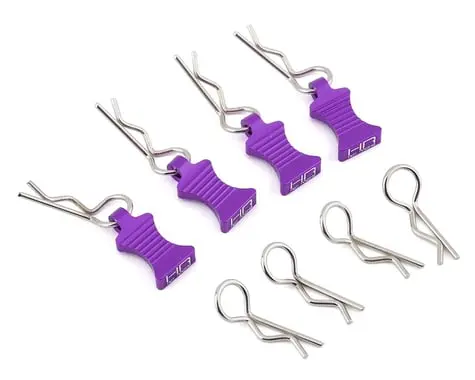 Hot Racing 1/10 Aluminum Ez Pulls W/Body Clips (Purple) (4) 1
