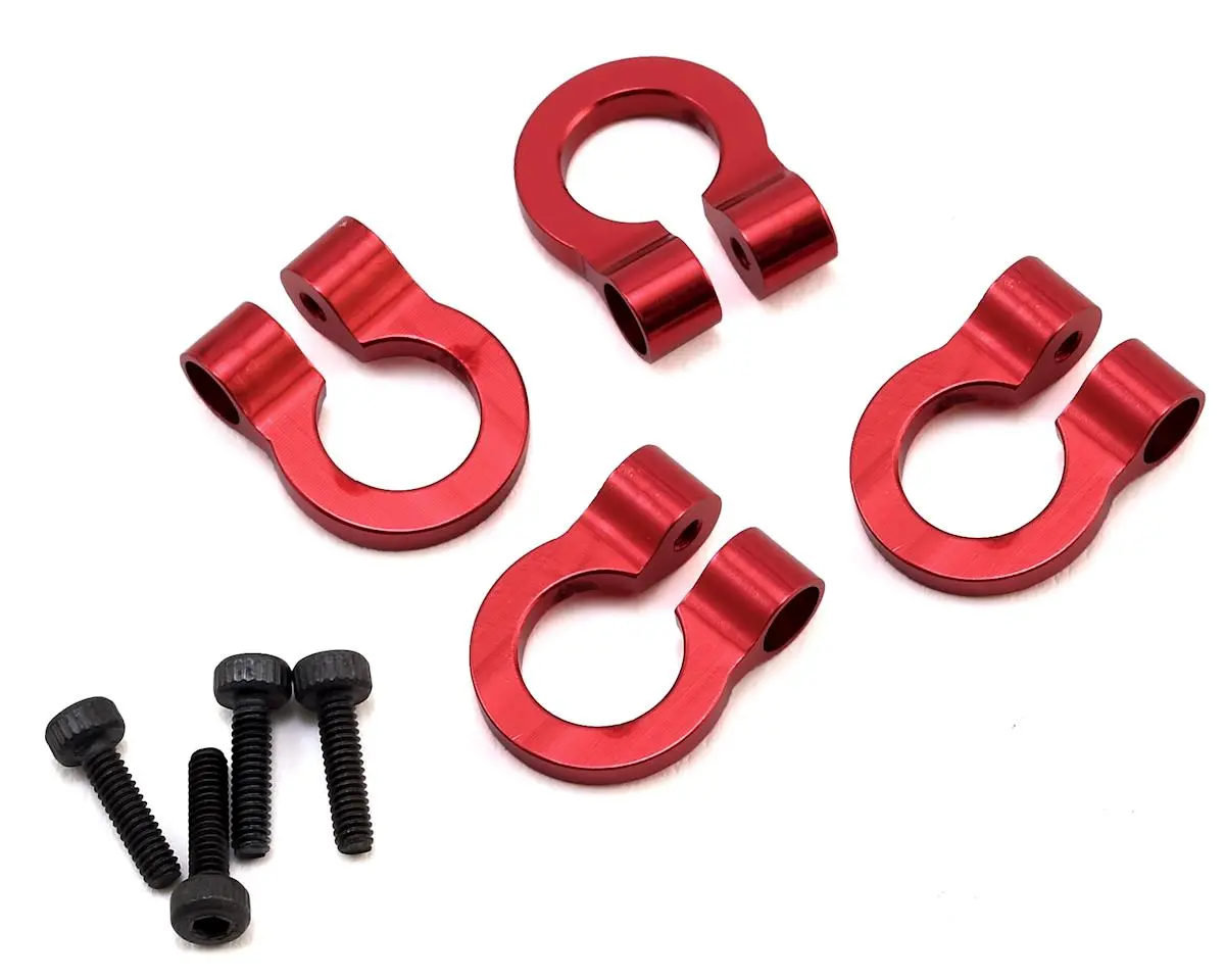Hot Racing 1/10 Aluminum Tow Shackle D-Rings (4) (Red) 1
