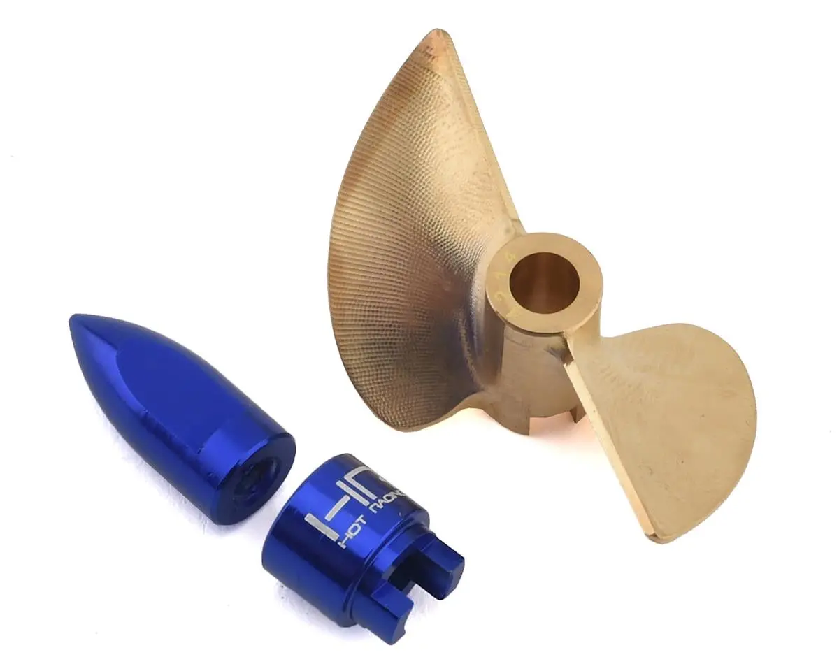 Hot Racing Traxxas Spartan/M41 Pro Brass Prop W/Nut & Drive Dog (Brass/Blue) 1