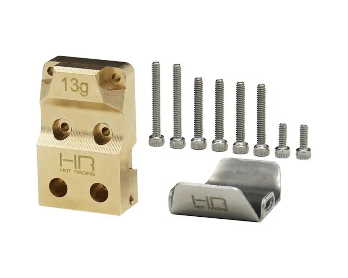 Hot Racing Axial Scx24 Brass Differential Cover W/Stainless Axle Skid Plate 1