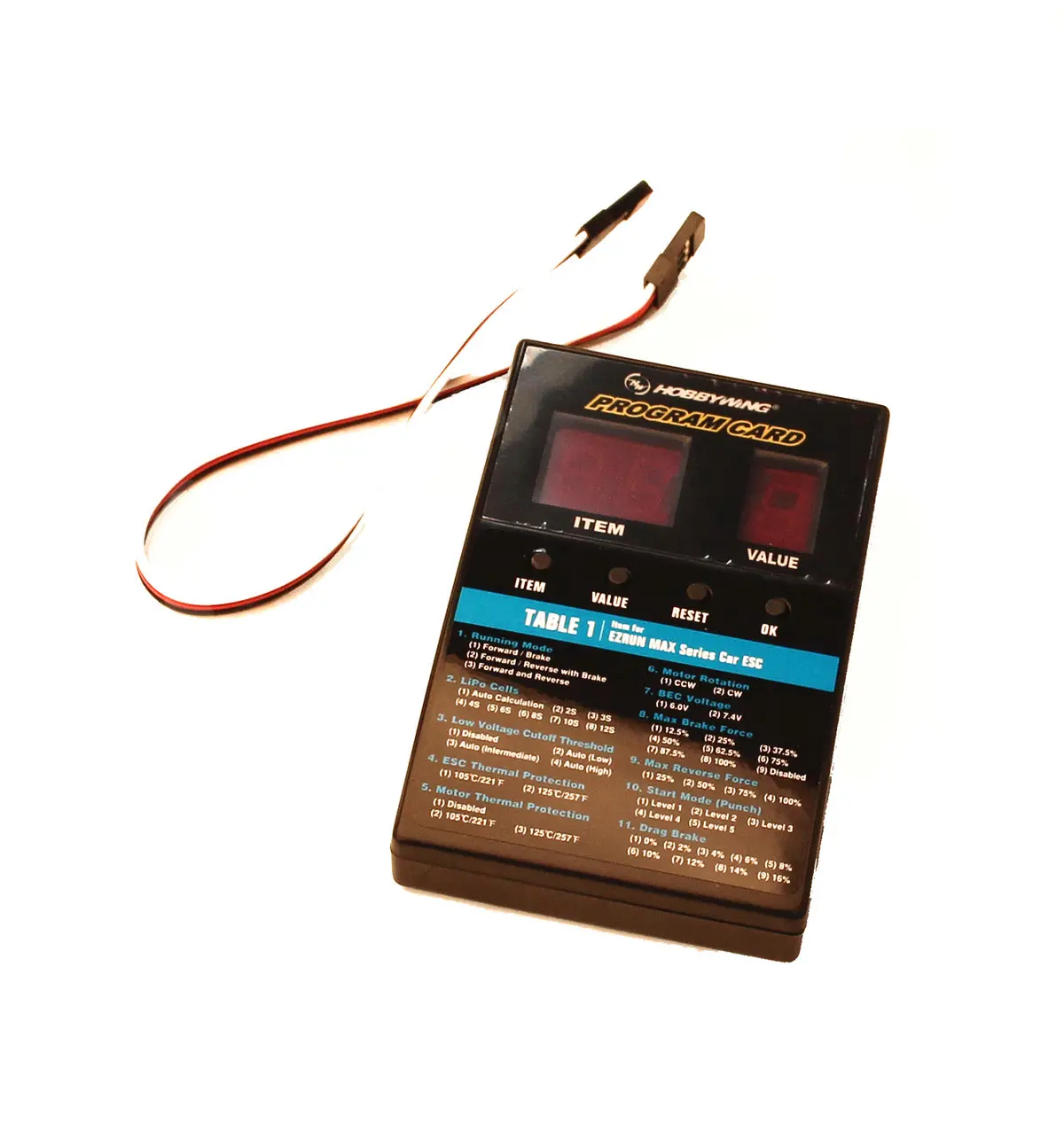 Hobbywing Led Program Card - General Use For Cars, Boats, And Air Use 1