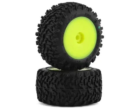 Jconcepts Mini-B/Mini-T 2.0 Scorpios Pre-Mounted Rear Tires (Yellow) (2) (Green) 1