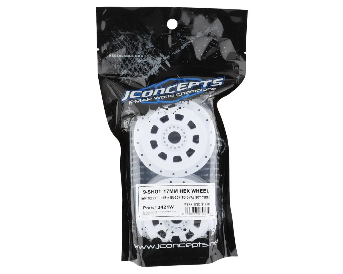 Jconcepts 9-Shot Short Course Dirt Oval Wheels (2) (White) W/17Mm Hex 1