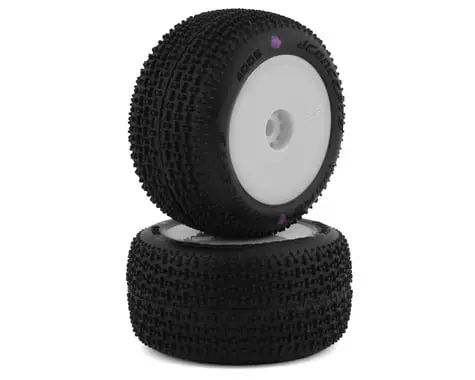 Jconcepts Mini-B/Mini-T 2.0 Twin Pin Pre-Mounted Rear Tires (White) (2) (Pink) 1