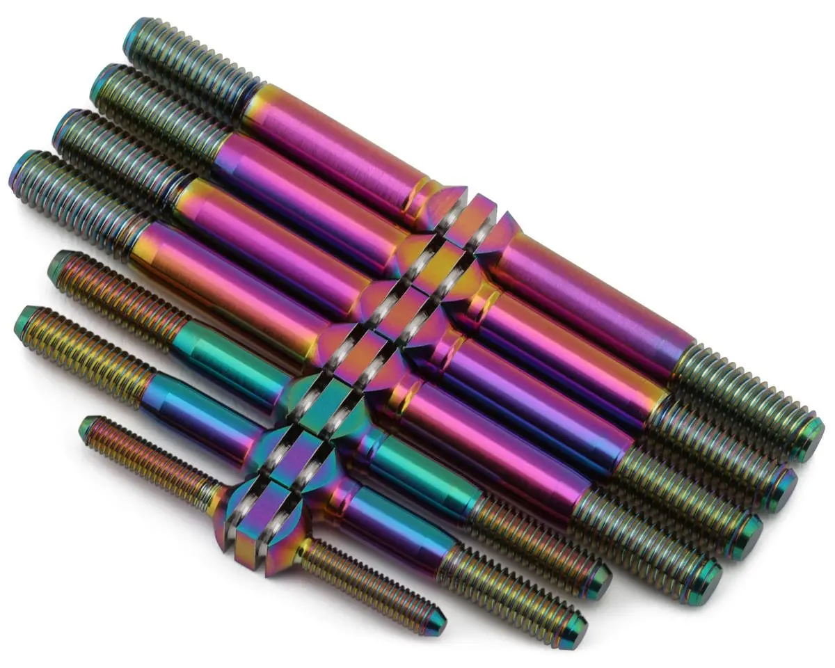 J&T Bearing Co. Tekno Nb48/Eb48 2.2 Titanium "Milled'' Turnbuckles (Oil Slick) (7) 1