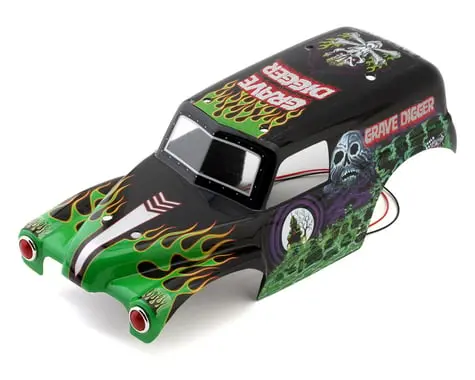 Losi Mini Lmt Grave Digger 1/18 Pre-Painted Body Set (Green) W/Leds 1