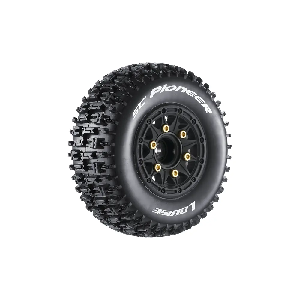 Louise Sc-Pioneer 1/10 Short Course Tires, Soft, 12, 14 & 17Mm Removable Hex On Black Rim (2) 1