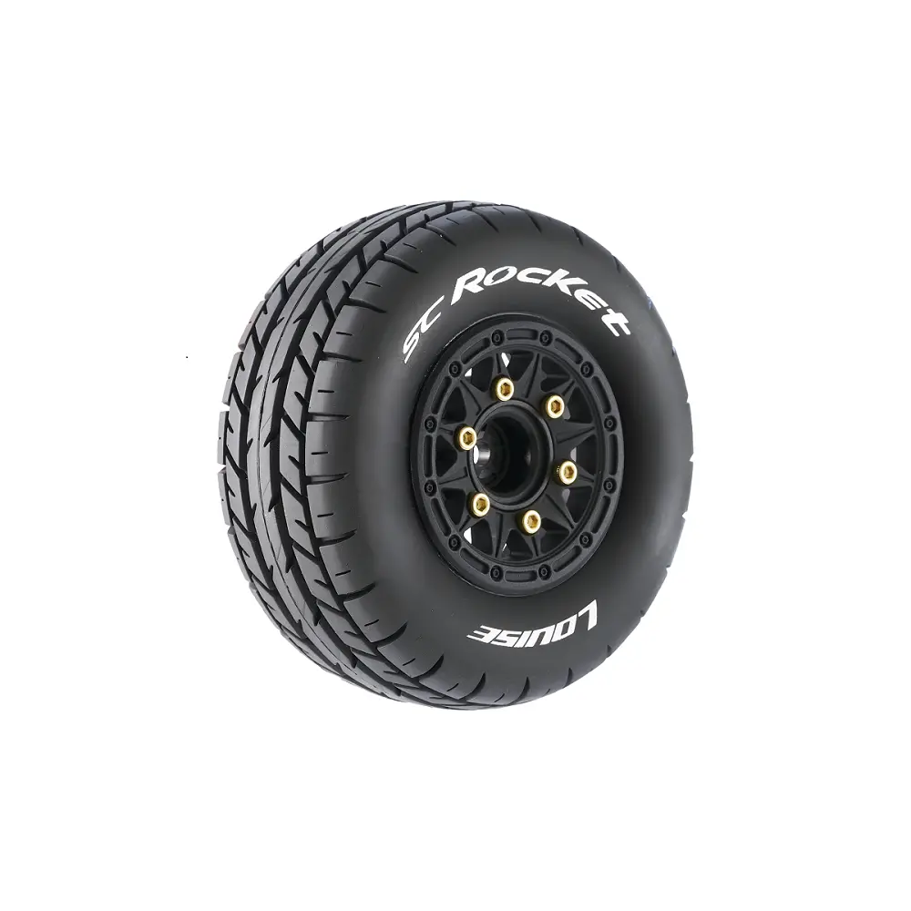 Louise Sc-Rocket 1/10 Short Course Tires, Soft, 12, 14 & 17Mm Removable Hex On Black Rim (2) 1